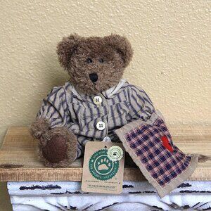 Retired 1999 Anniversary Boyds Bear "Bunker Bedlington" 8" Bear w/ Heart Blanket